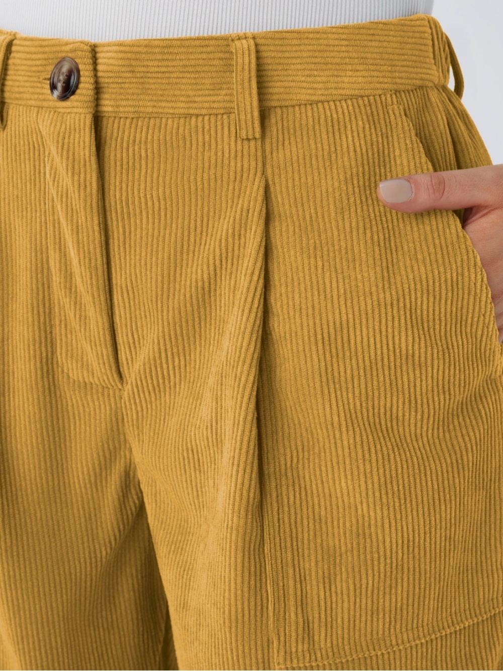 Mid Rise Zipper Pockets Corduroy Casual Joggers - Amber Gold - Picture 4 of 7